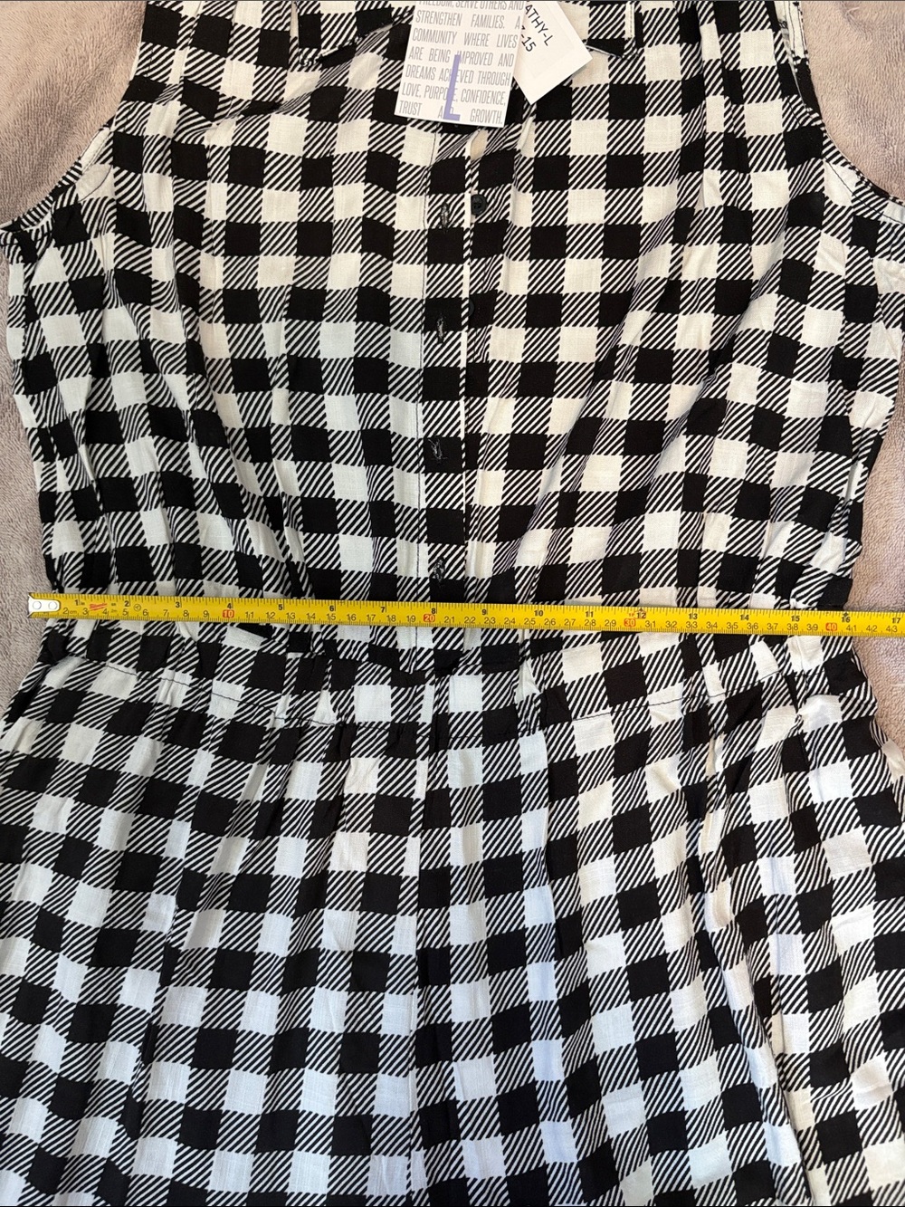 NWT LuLaRoe Black and White Kathy Gingham Sleeveless Jumpsuit - Size L - Picture 7 of 7